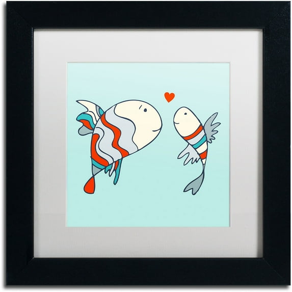 Carla Martell 'Two Little Love Fish' Matted Framed Art
