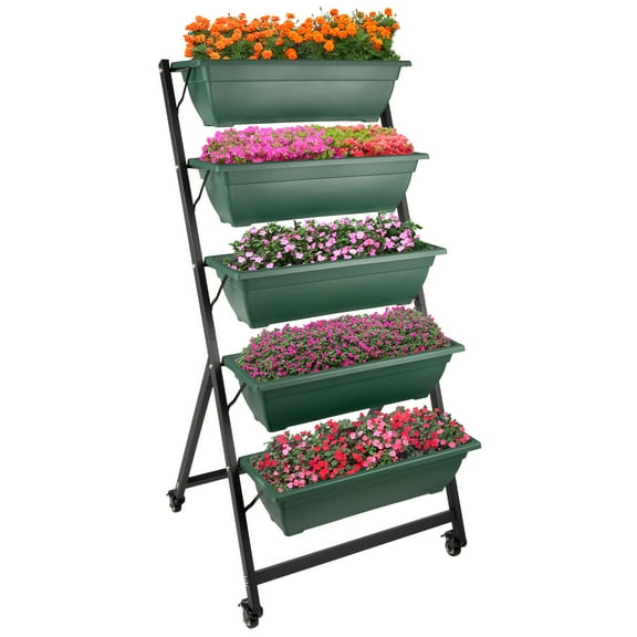 Pure Garden 5 Tier Vertical Planter Raised Garden Beds, Hunter Green