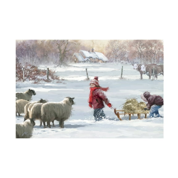 The Macneil Studio 'Feeding Sheep' Canvas Art