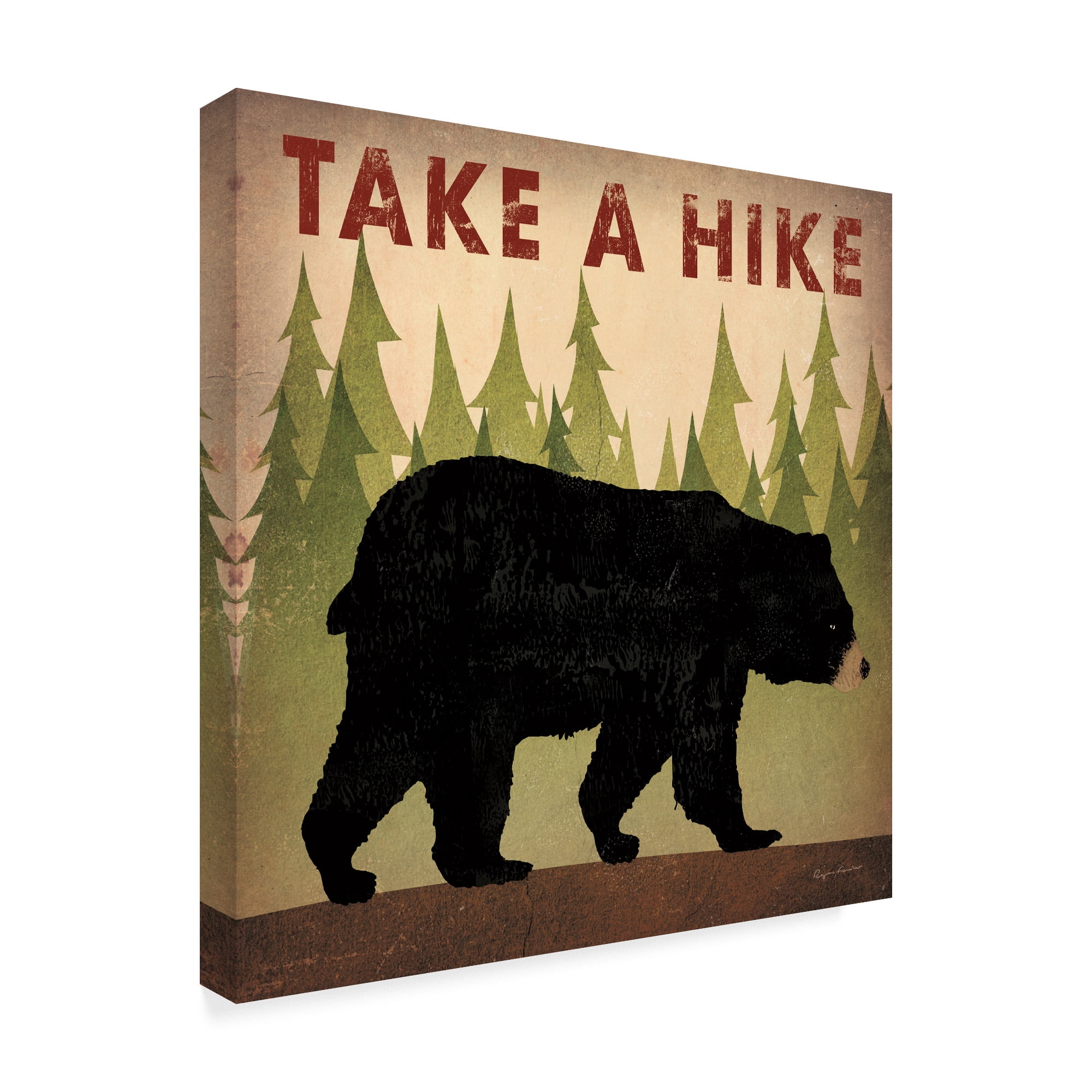 18'' x 18'' Black Bear Canvas Art with Forest Scene