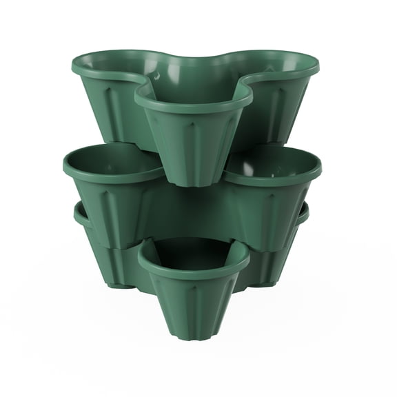 Pure Garden 3-Tier Indoor/Outdoor Stacking Planter Tower (Hunter Green)