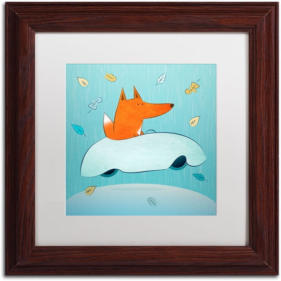 Carla Martell 'Fox in Car' Matted Framed Art
