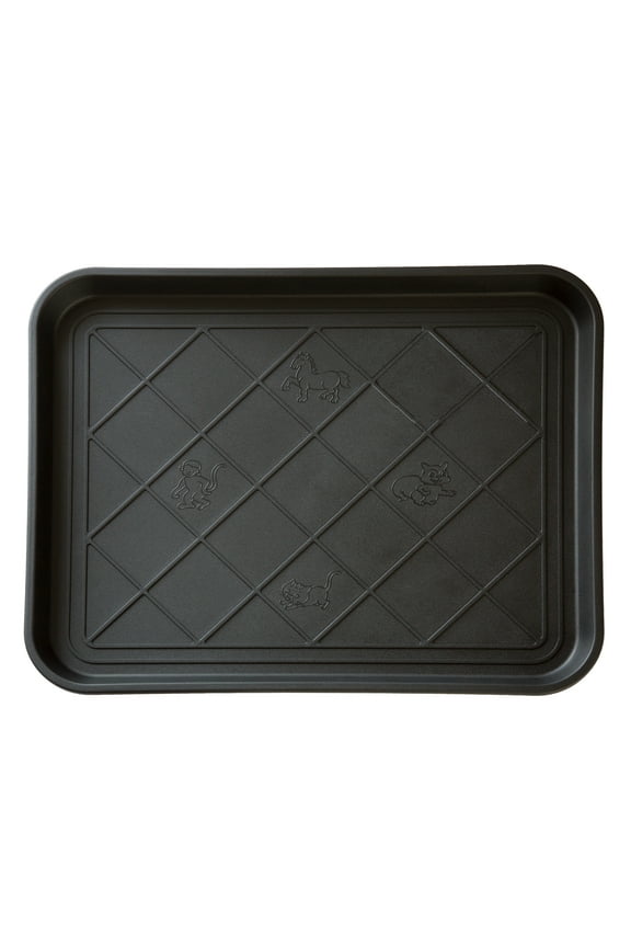 All-Weather Indoor/Outdoor Boot Tray with Raised Edge (Black)