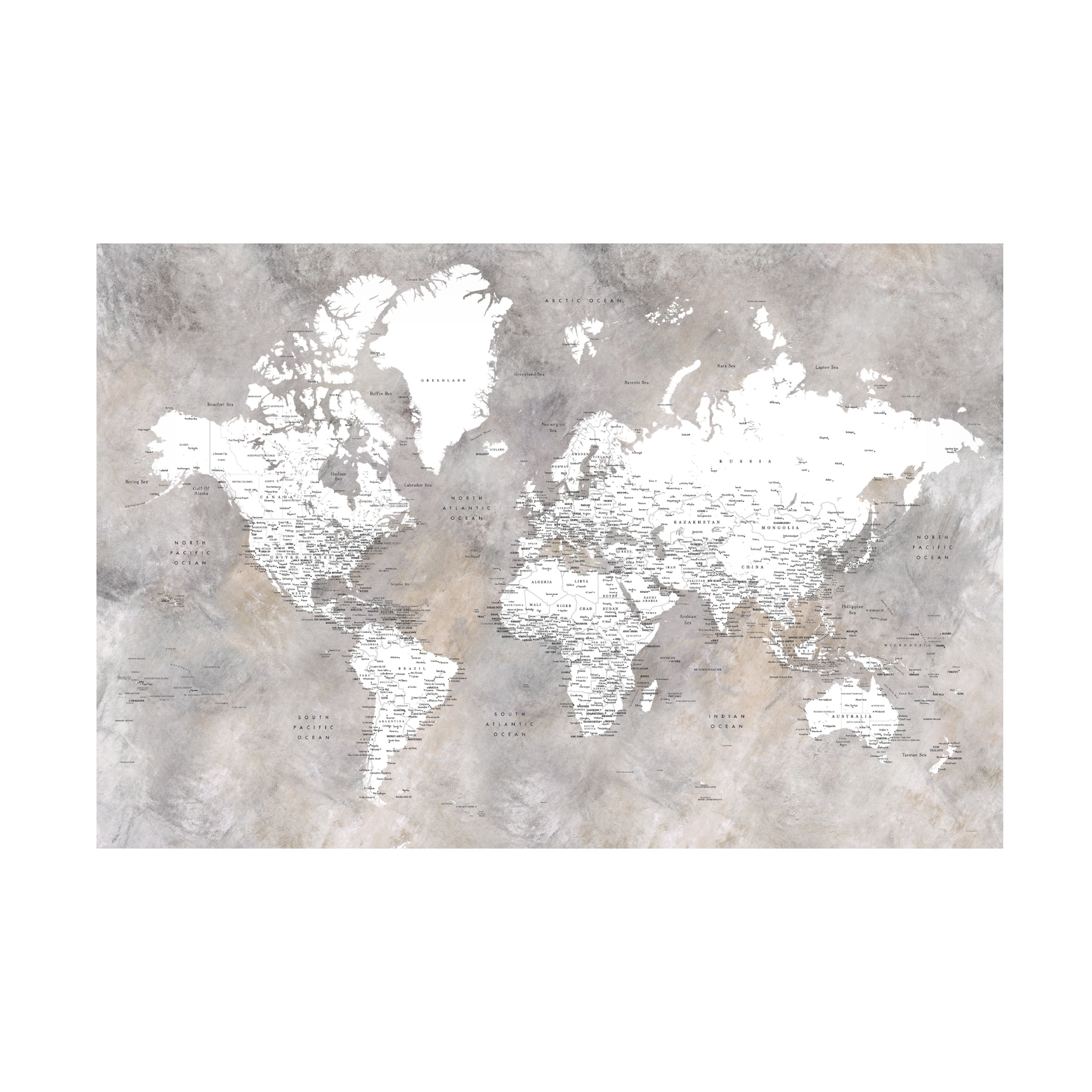 Rosana Laiz Blursbyai 'Detailed world map with cities Vali' Canvas Art