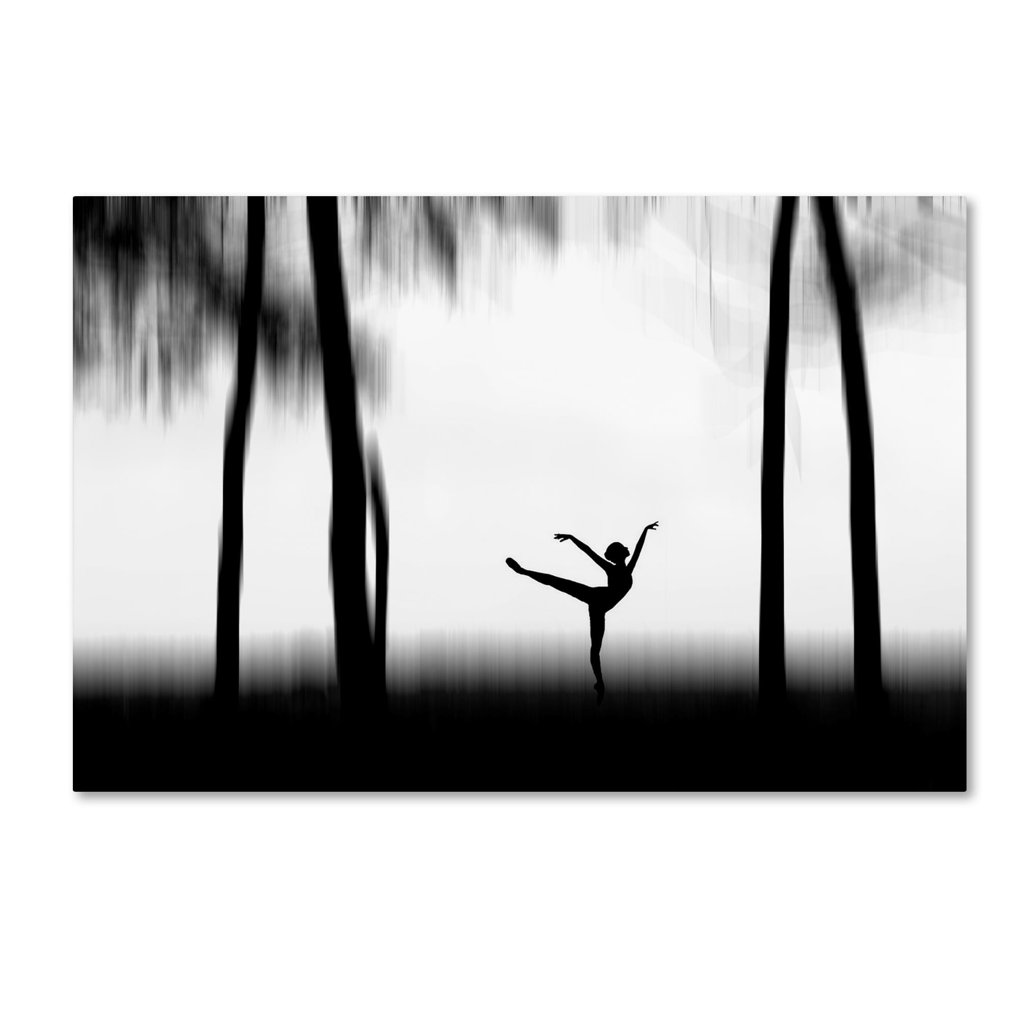 Dancing Silhouette Black and White Framed Canvas Art