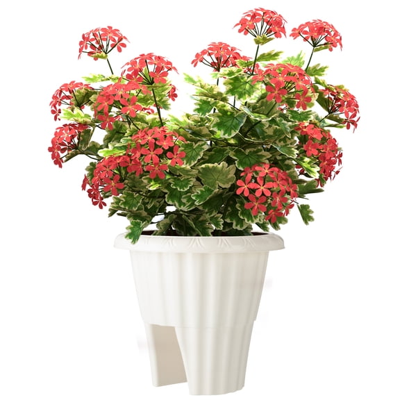 Pure Garden 13.5in Railing Planter - 2.6- Gal Outdoor Flower Pot, White
