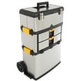 thumbnail image 1 of Portable Tool Box with Wheels ? Stainless-Steel Stackable 3-Part Tool Chest ? Extendable Handle and Tough Latches on the Mobile Tool Box by Stalwart, 1 of 3