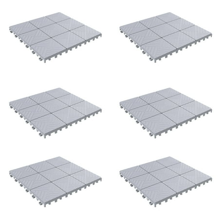 Pure Garden 6-Pack Polypropylene Interlocking Deck Tiles for Outdoors, Gray