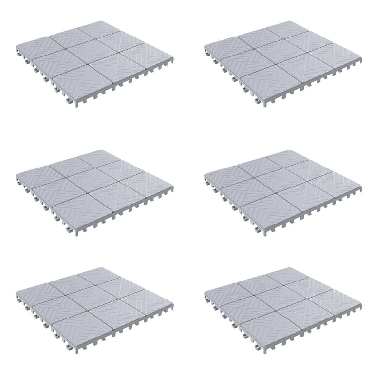 Pure Garden 12 in. x 12 in. Outdoor Interlocking Slat Polypropylene Patio and Deck Tile Flooring in Dark Gray (Set of 6) Pure Garden 12 in. x 12 in. Outdoor Interlocking Slat Polypropylene Patio and Deck Tile Flooring in Dark Gray (Set of 6)