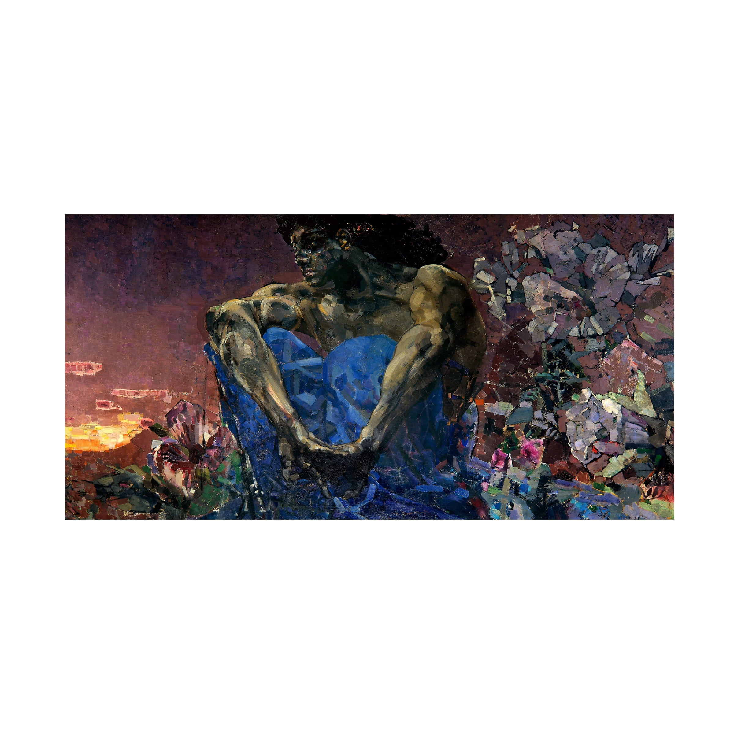 Trademark Fine Art Mikhail Vrubel A Sitting Demon Canvas Wall Art - 24x47
