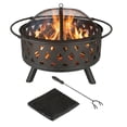thumbnail image 1 of Pure Garden 32-Inch Outdoor Wood Burning Fire Pit with PVC Cover (Black), 1 of 8
