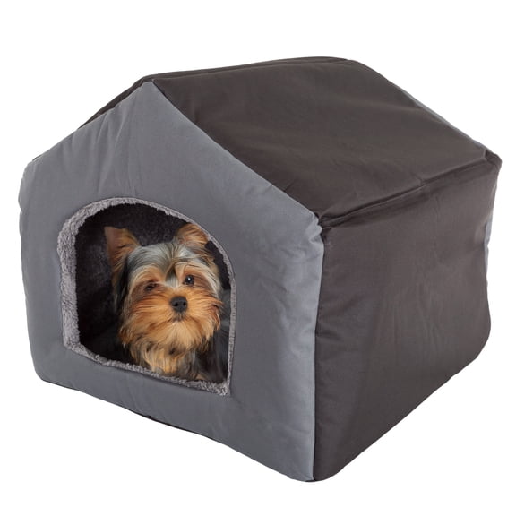 PETMAKER Indoor Cat House with Removable Cushion for Small Cats or Dogs up to 35lbs (Gray)