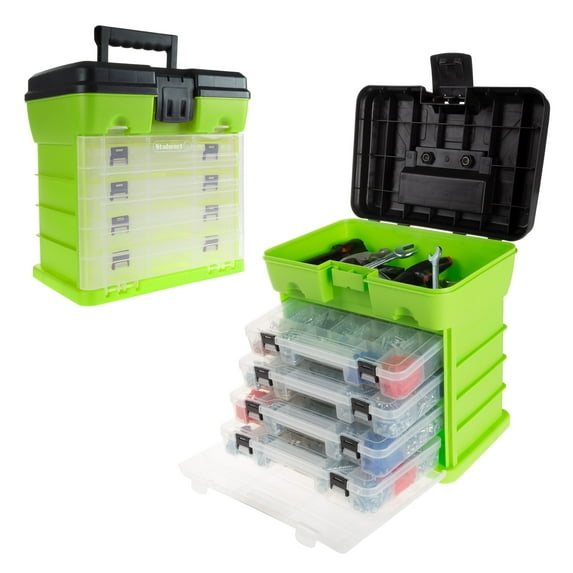 Stalwart Small Part Organizer Toolbox for Hardware, Tackle or Crafts, Green