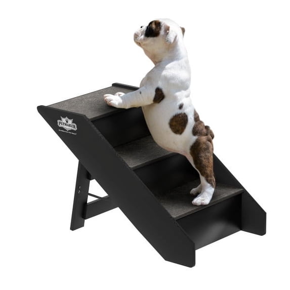 PETMAKER Foldable Nonslip Carpeted Pet Stairs with 3-Step Design (Gray)