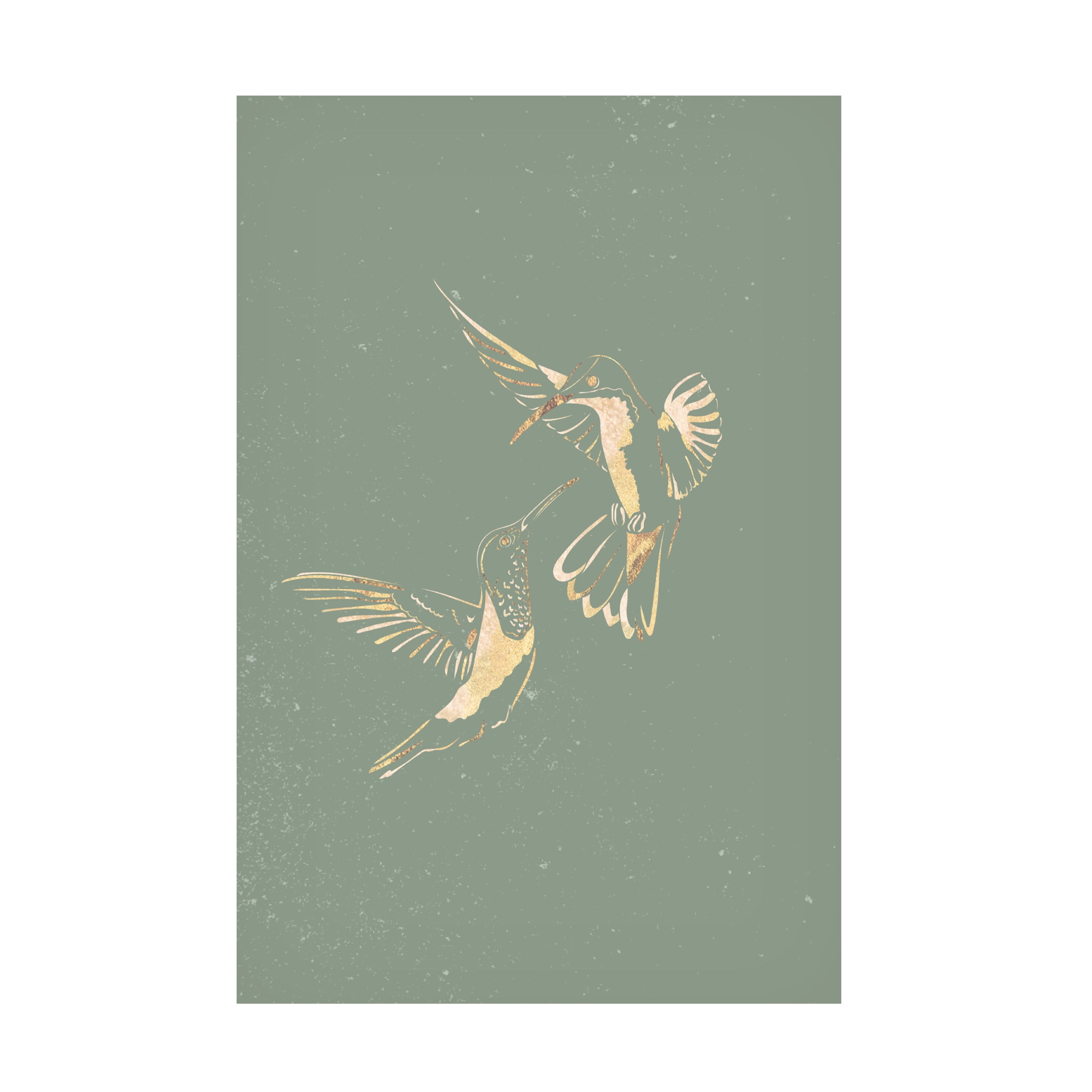 Trademark Fine Art Sarah Manovski  Sage Green Gold Hummingbirds Canvas Wall Art - 30x47