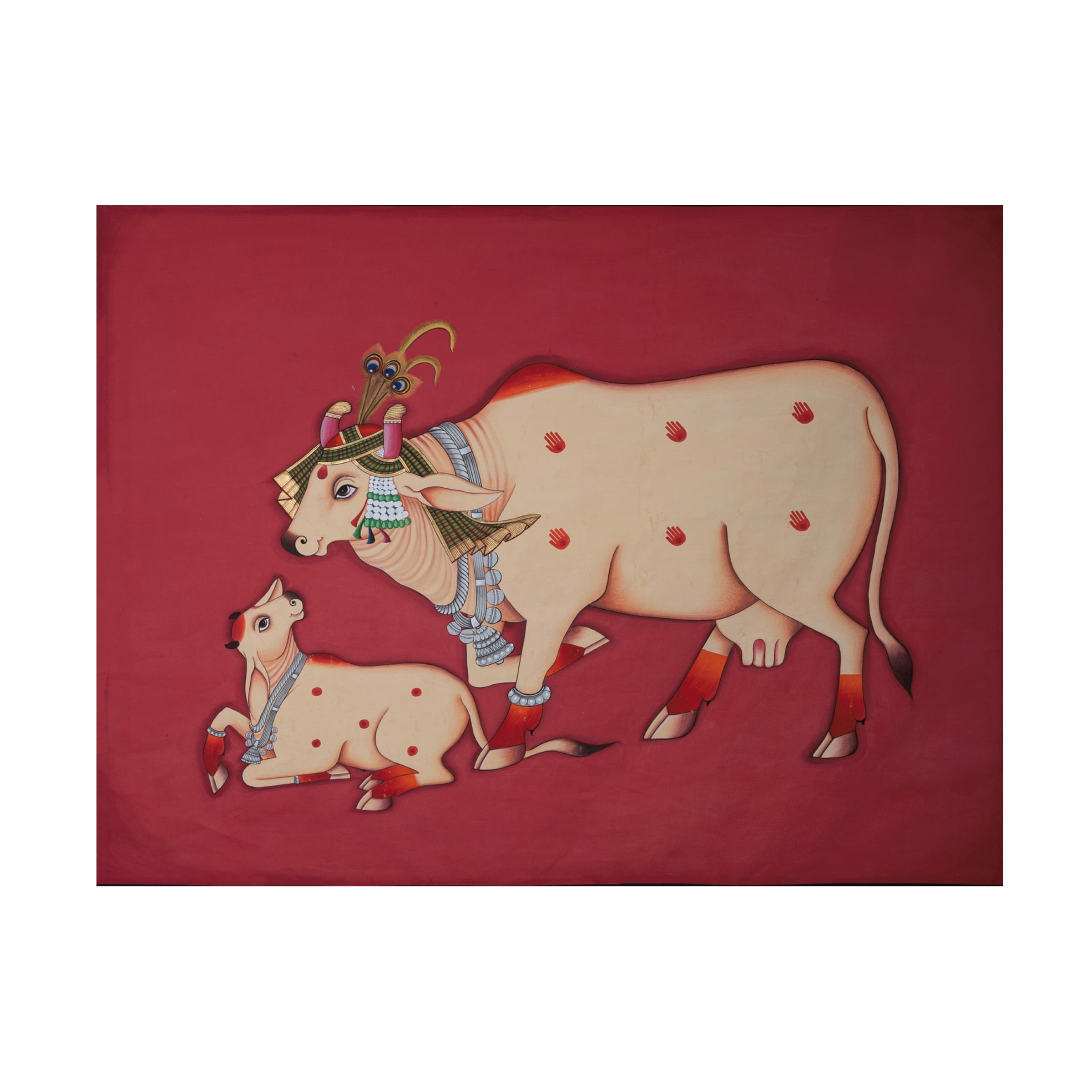 Imagineers Studio 'Kamdhenu Cow And Calf Painting' Canvas Art