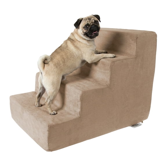 PETMAKER 4-Step Foam Pet Stairs for Puppies, Kittens, and Older Pets (Tan)