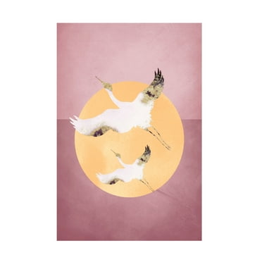 Aureous 'Pink Gold Crane' Canvas Art