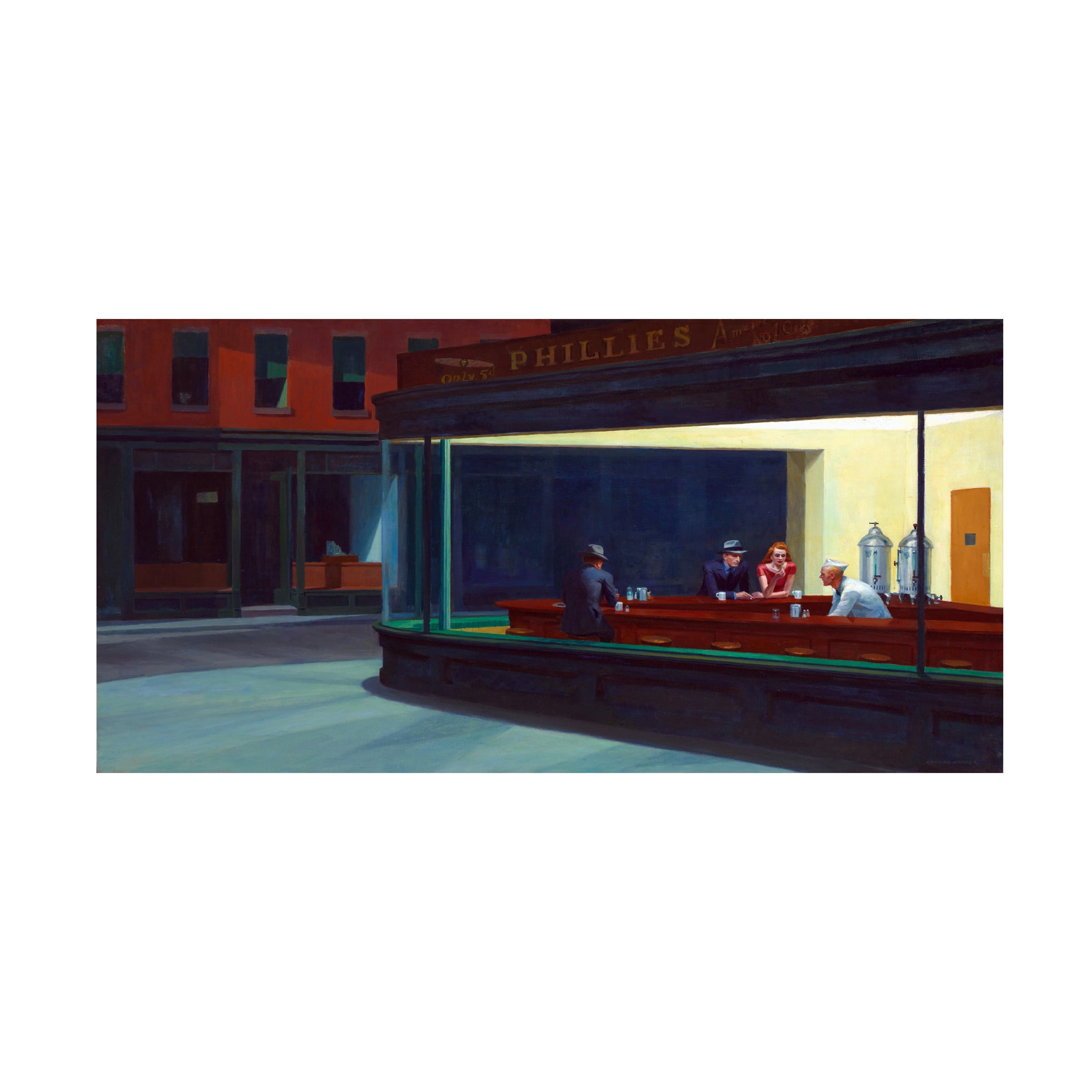 Trademark Fine Art Edward Hopper Nighthawks Canvas Wall Art - 24x47