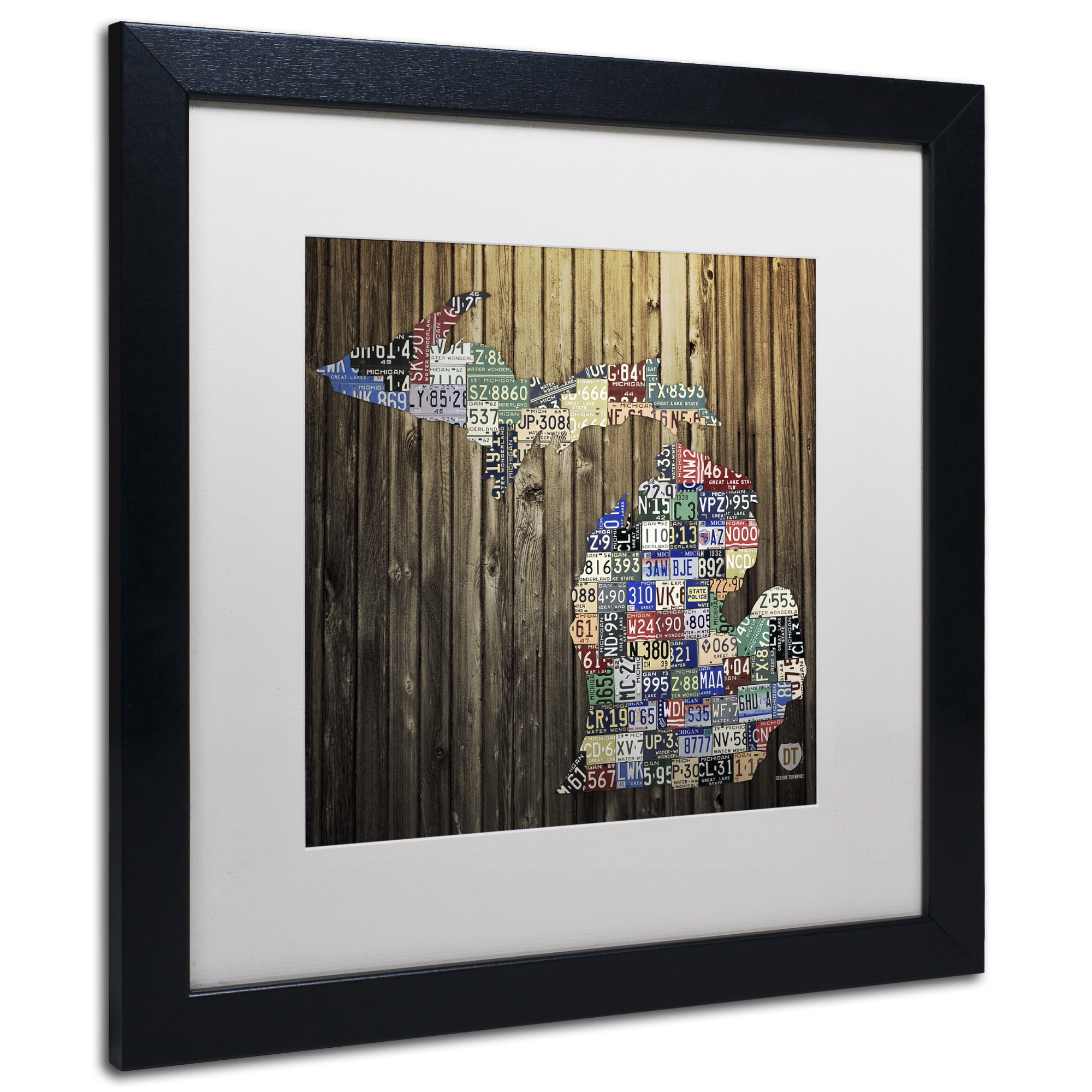 Trademark Fine Art 'Michigan Counties License Plate' Canvas Art by Design Turnpike, White Matte, Black Frame