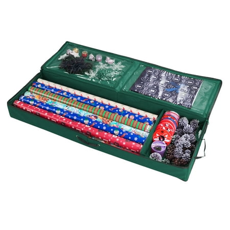 Elf Stor Wrapping Paper Storage Organizer for Bags, Bows, and Ribbon, Green