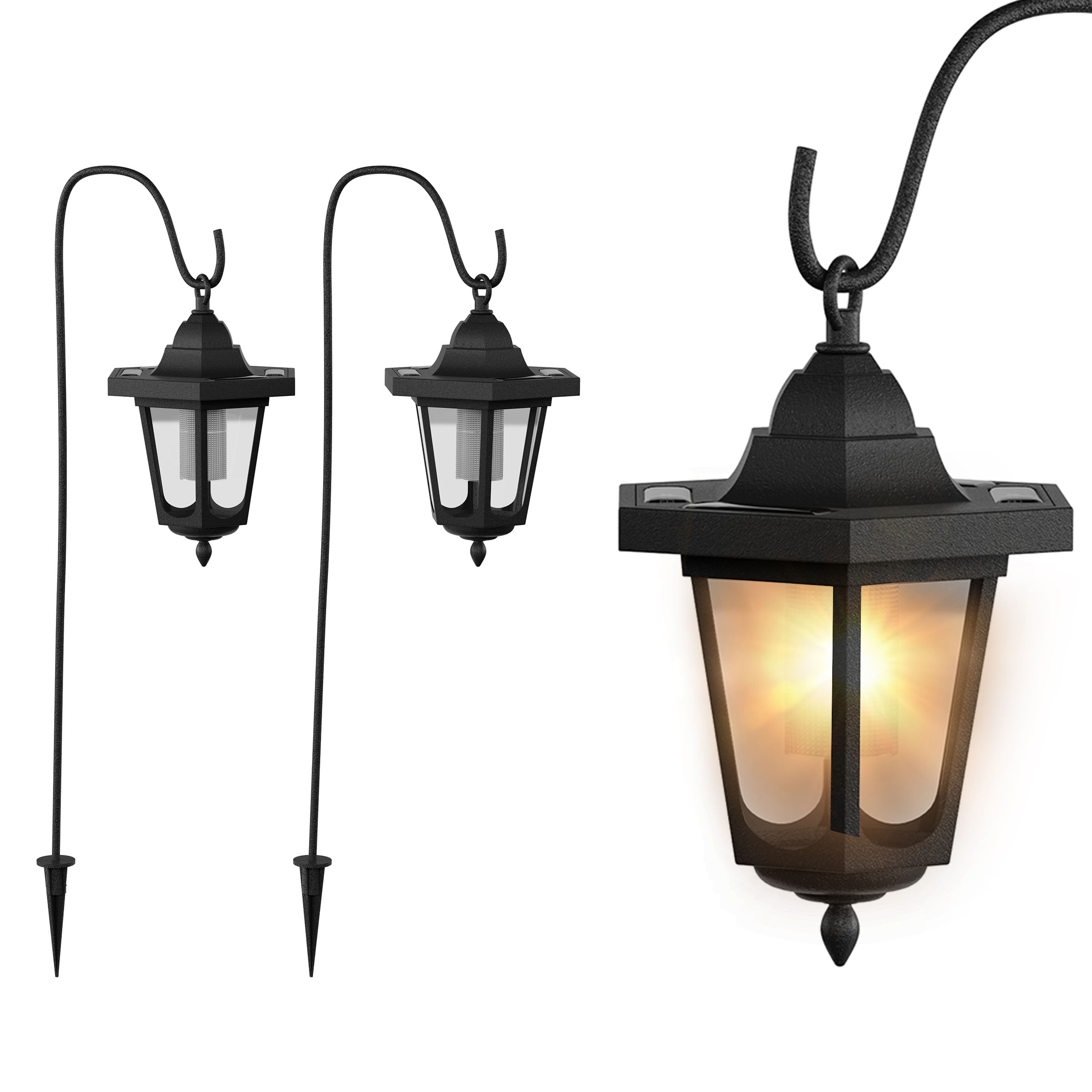 Hanging Solar Coach Lights- 26"" Outdoor Lighting with Hanging Hooks for Garden Path Lands