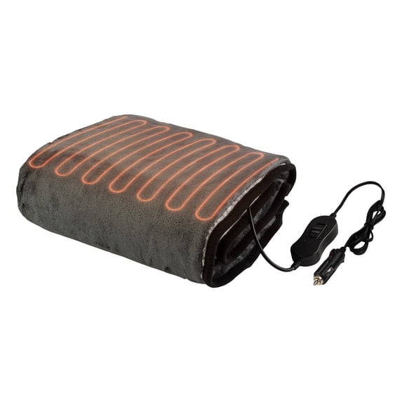 Stalwart Heated Blanket - 12V Car Blanket for Travel or Tailgating, Gray