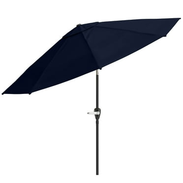 Pure Garden 10FT Patio Umbrella with Auto Tilt and Vented Canopy (Navy)
