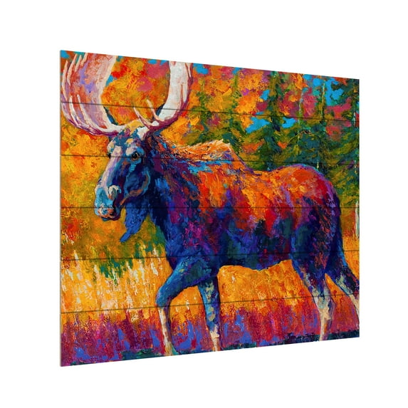 Marion Rose 'Moose Encounter' Wood Slat Art