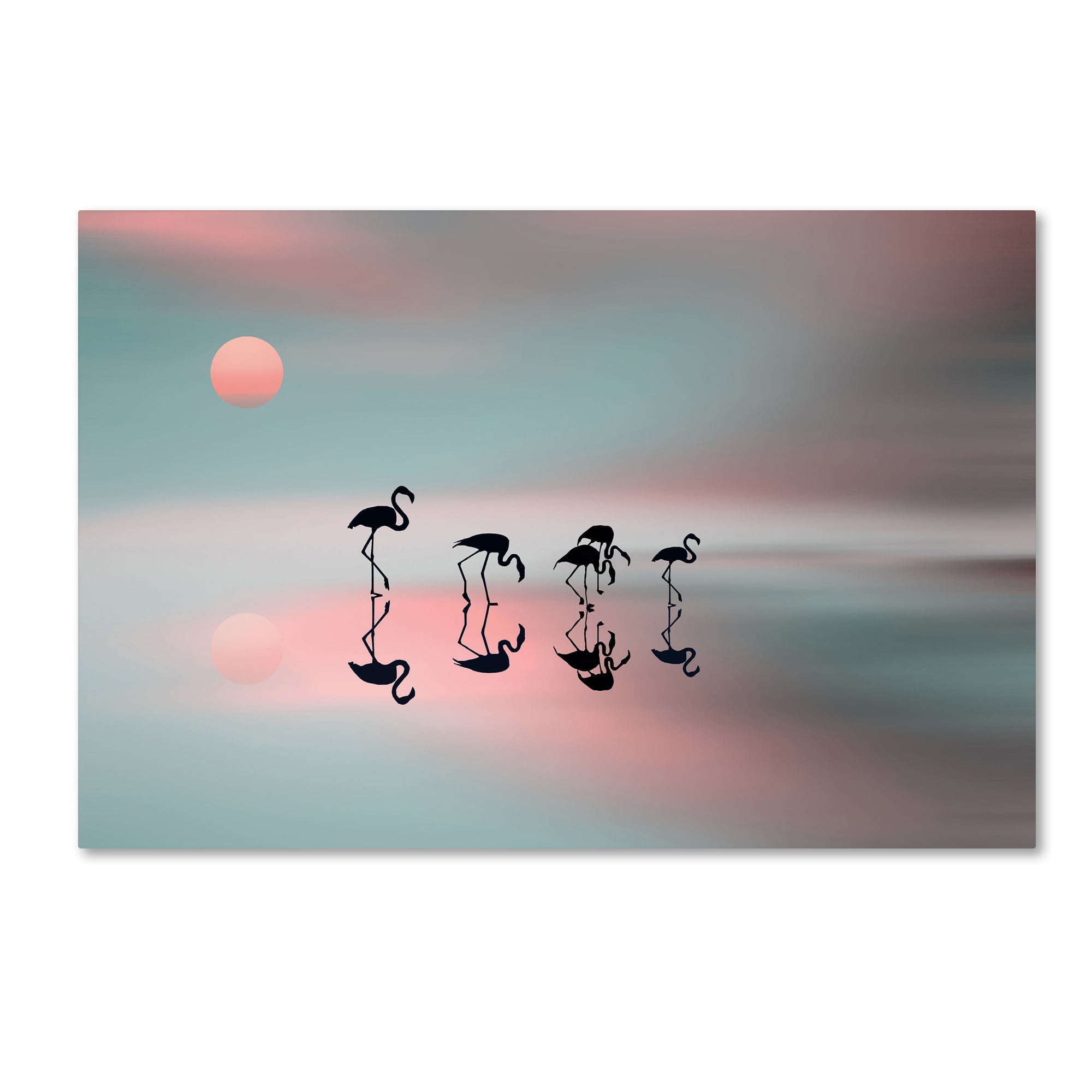 Large Framed Flamingo Canvas Art in Pastel Colors
