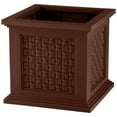 thumbnail image 1 of Pure Garden Outdoor Rattan Style Planter Box - 14.65-Inch Plant Pot, Brown, 1 of 7