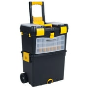Stalwart Portable Toolbox with Wheels, Comfort Grip, and Drawers Black