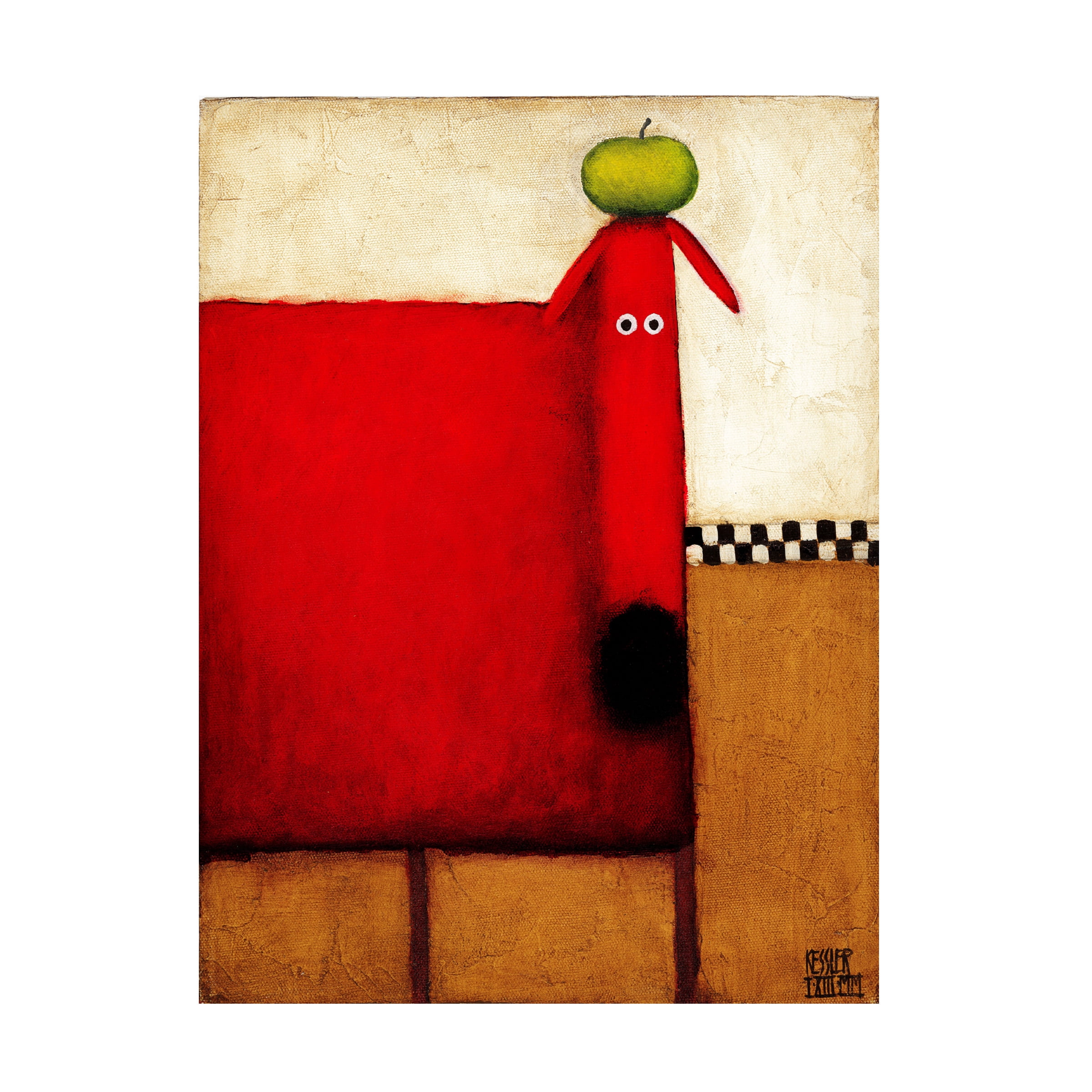 Trademark Fine Art Daniel Patrick Kessler Red Dog With Apple Canvas Wall Art - 24x32