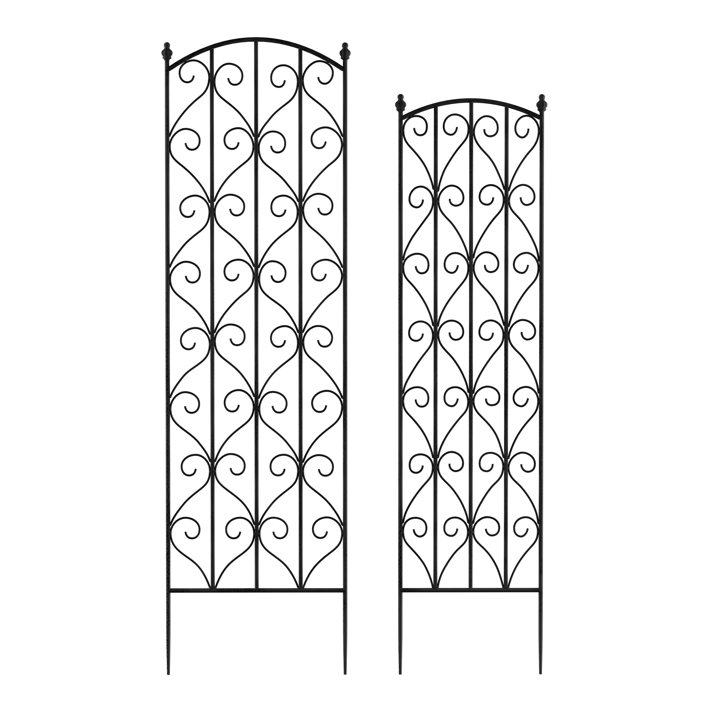 Pure Garden Set of 2 Decorative Garden Trellis for Climbing Plants (Black)