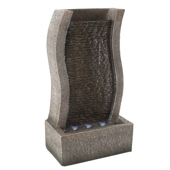 Pure Garden Freestanding Outdoor Stone Wall Waterfall Fountain (Silver)