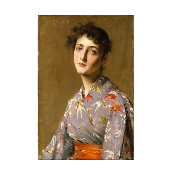 William Merritt Chase 'Girl In A Japanese Costume' Canvas Art