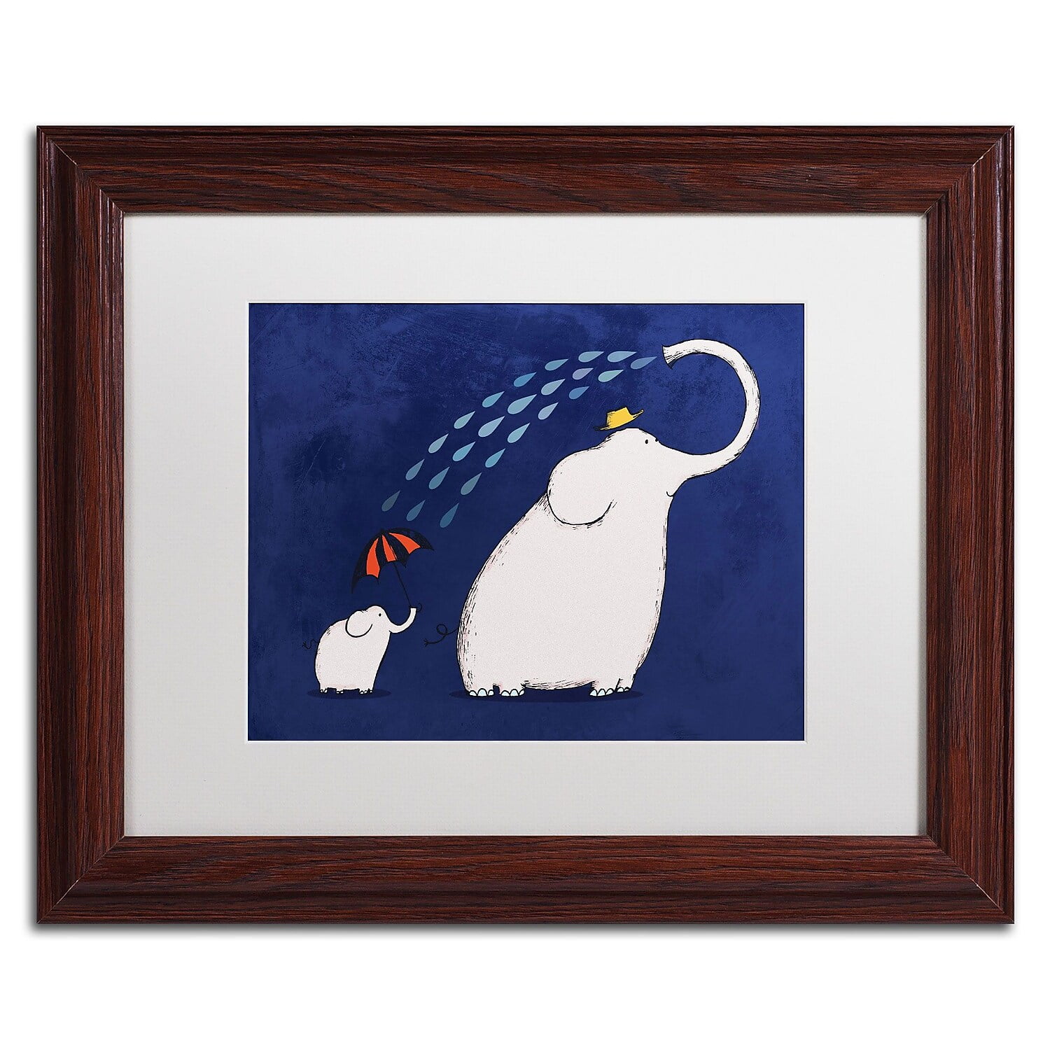 Carla Martell 'Umbrella Elephant' Matted Framed Art