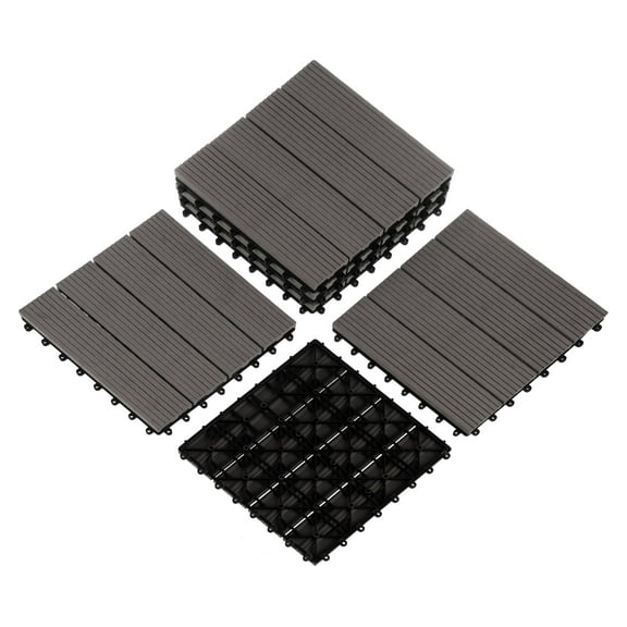 Pure Garden 6PK Interlocking Deck Tiles All Weather Outdoor Flooring, Gray