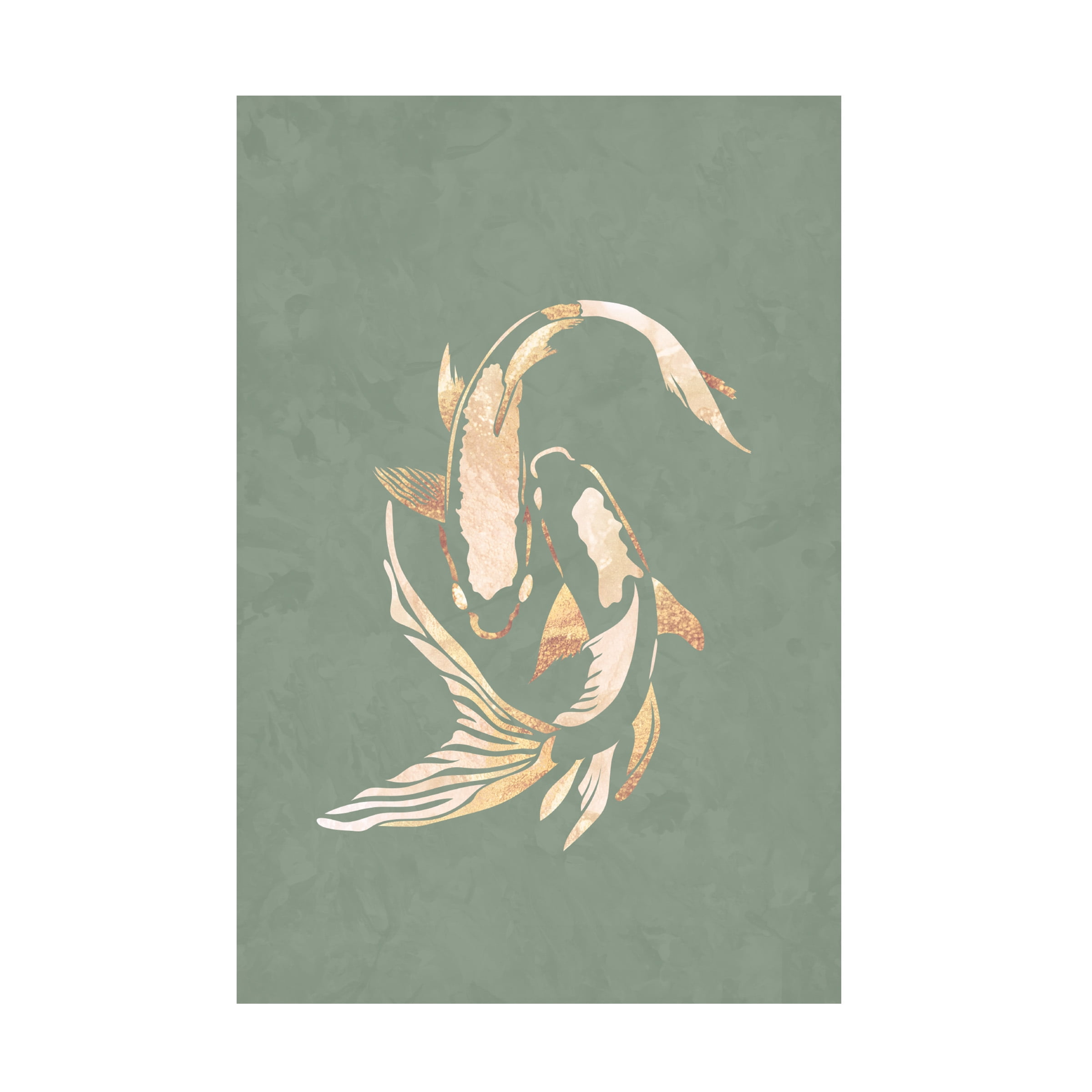 Trademark Fine Art Sarah Manovski  Sage Green Gold Koi Fish 1 Canvas Wall Art - 30x47
