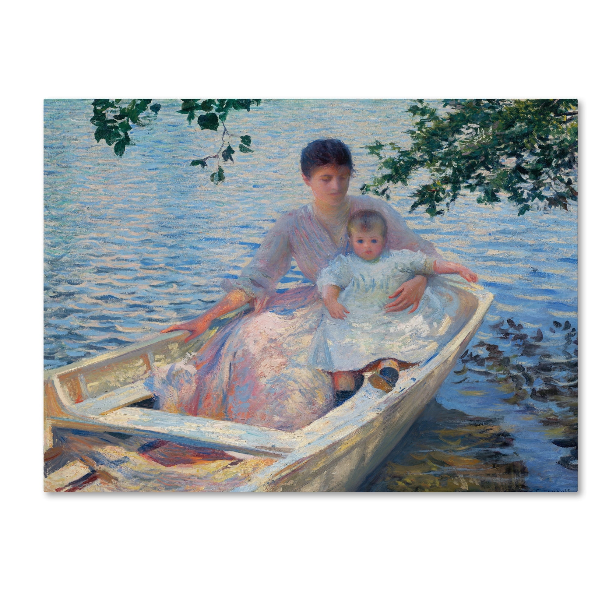 Edmund Tarbell 'Mother And Child In A Boat' Canvas Art