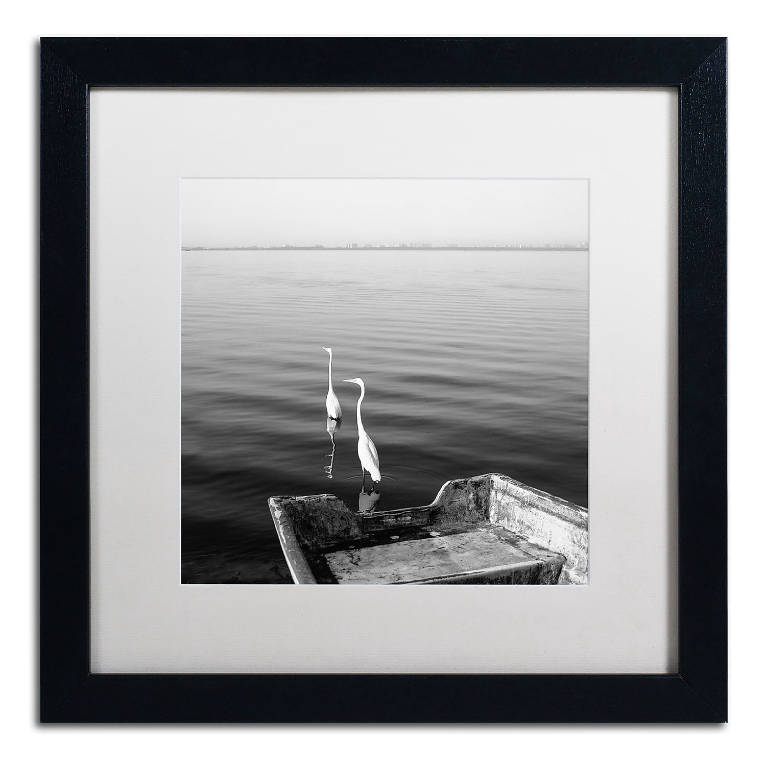 Moises Levy '2 Herons Leaving' Matted Framed Art