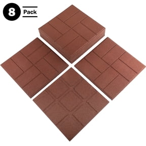 Pure Garden Rubber Deck Tiles 8-Pack - 28SQFT Outdoor Flooring Pavers, Red