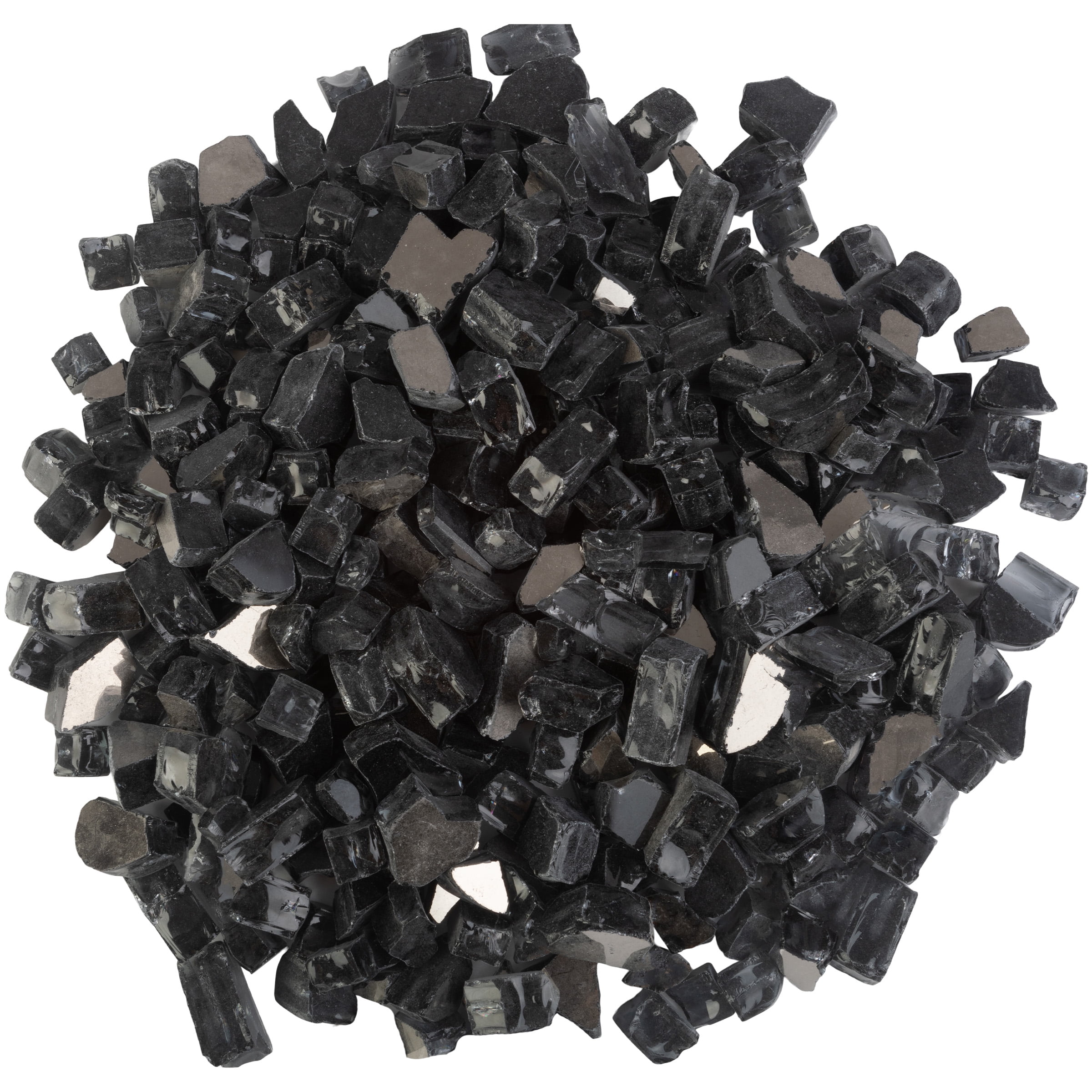 Pure Garden 10lbs Fire Pit Glass - 1/2-Inch Glass Rocks, Midnight Black