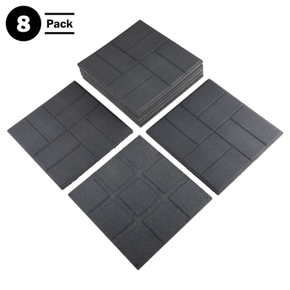 Pure Garden Rubber Deck Tiles 8-Pack - 28SQFT Outdoor Flooring Pavers, Gray