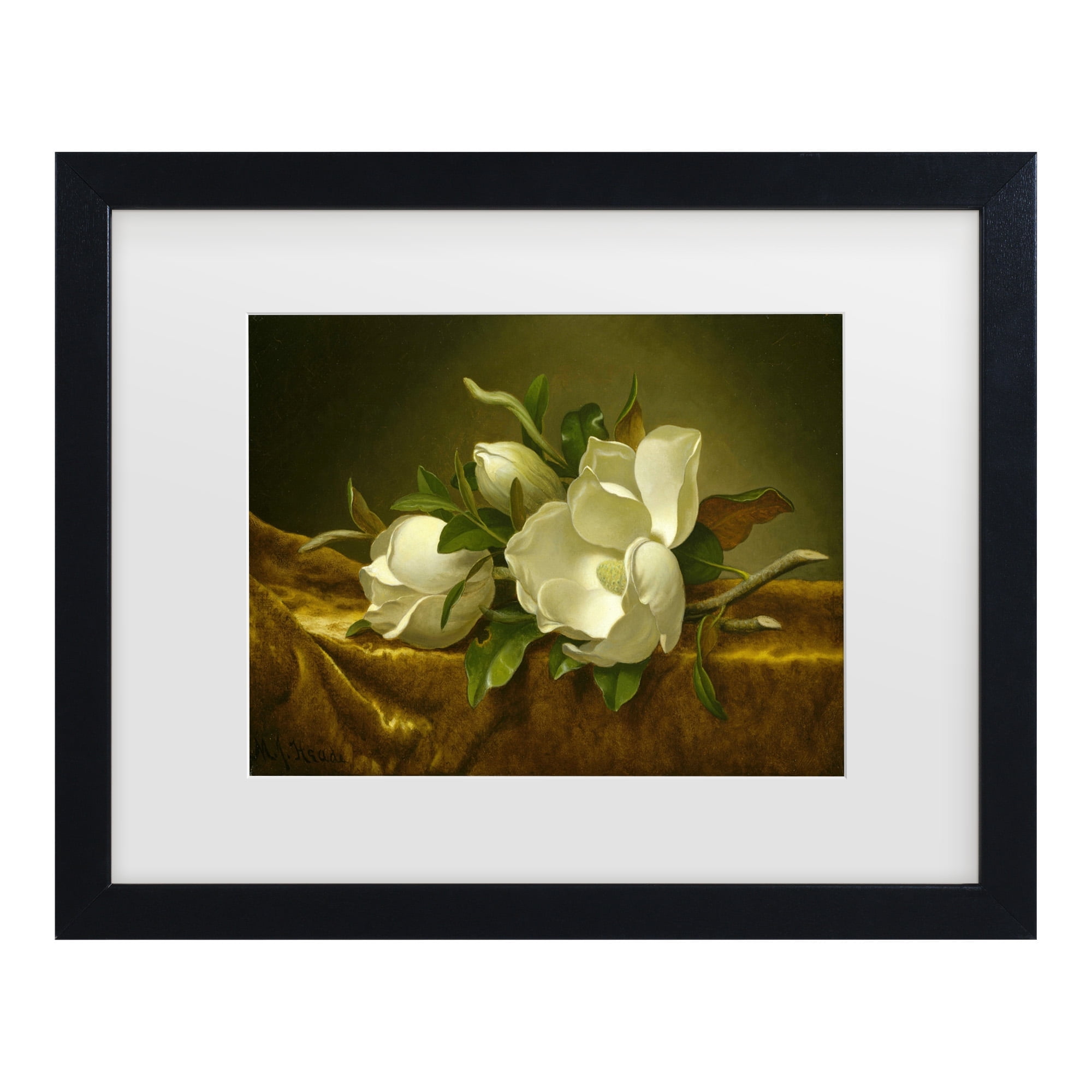 Martin Johnson Heade 'Magnolias On Gold' Matted Framed Art