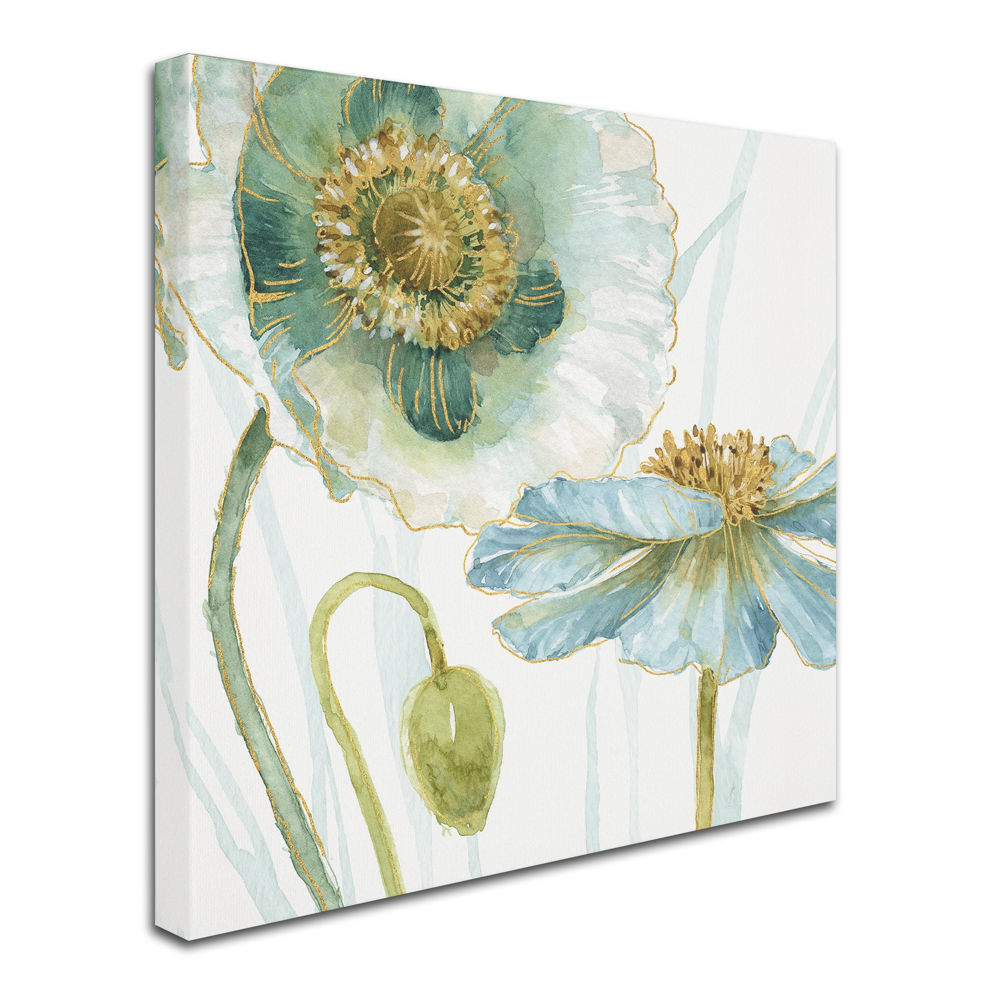 Lisa Audit Blue and Teal Floral Canvas Art, 18 in