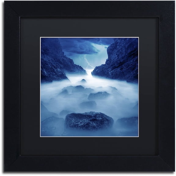 Moises Levy 'Tormenta en Ixtapa Blue' Black Matted Framed Art