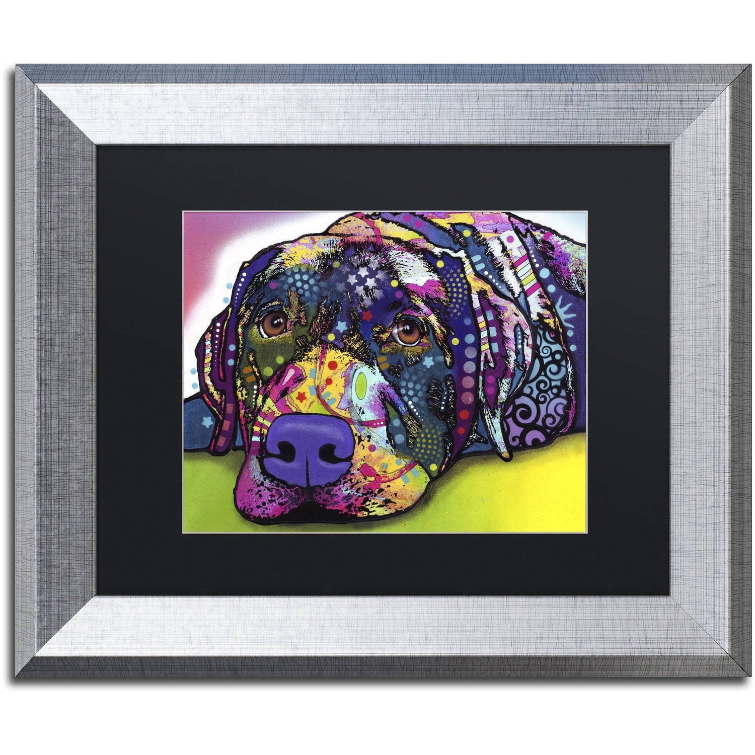 Dean Russo 'Savvy Labrador' Black Matted Framed Art