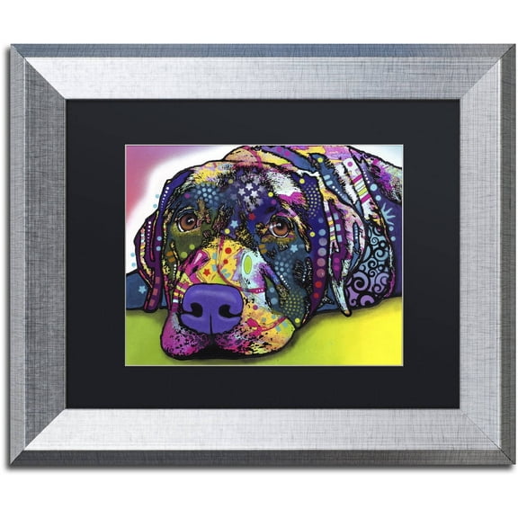 Dean Russo 'Savvy Labrador' Black Matted Framed Art