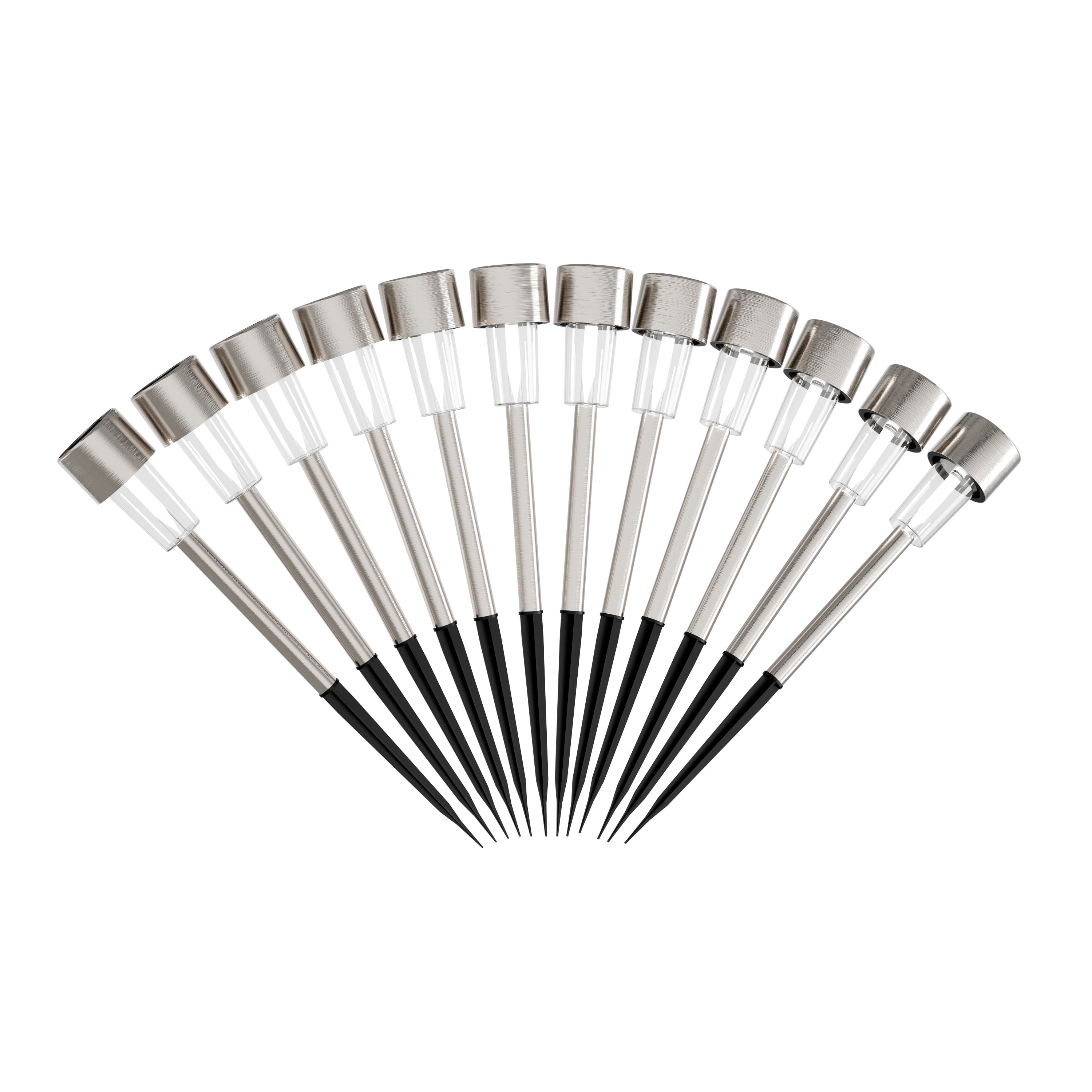 Pure Garden Stainless-Steel Outdoor LED Solar Lights 12-Pack (Silver)